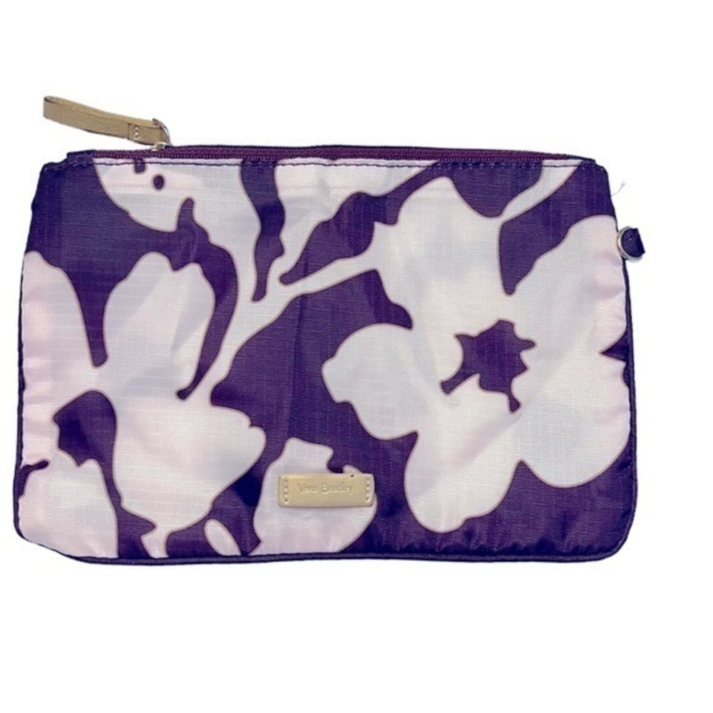 Vera Bradley Purple & White Floral Zipper Makeup Bag Pouch